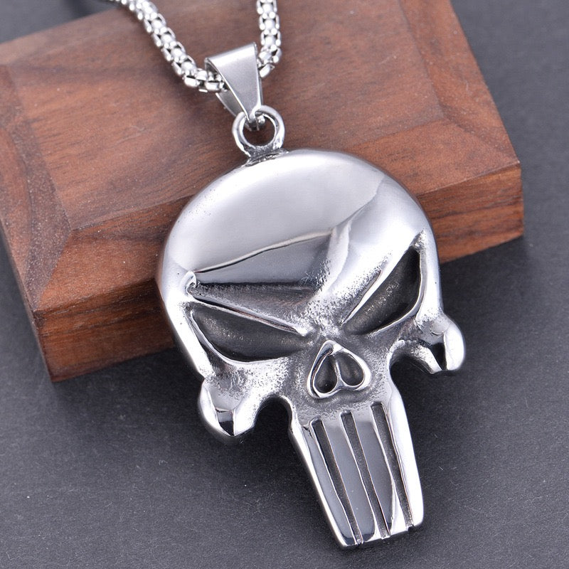 Stainless Steel Flat Skull Mask Necklace