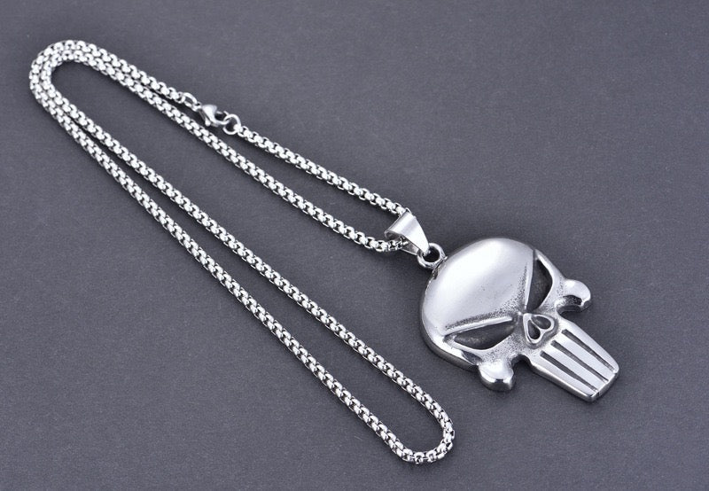 Stainless Steel Flat Skull Mask Necklace