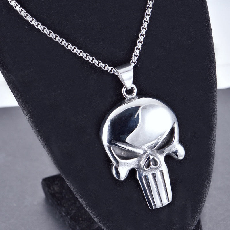 Stainless Steel Flat Skull Mask Necklace