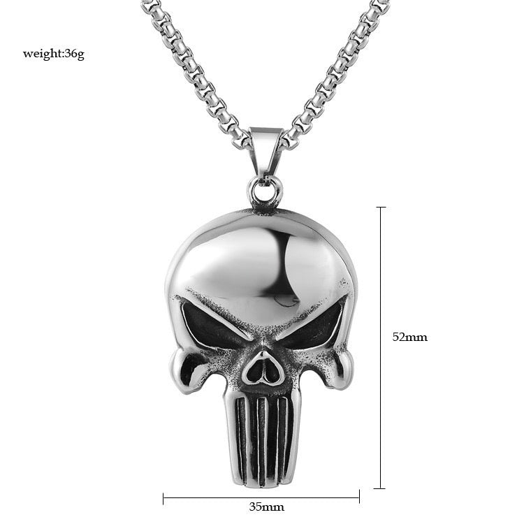 Stainless Steel Flat Skull Mask Necklace