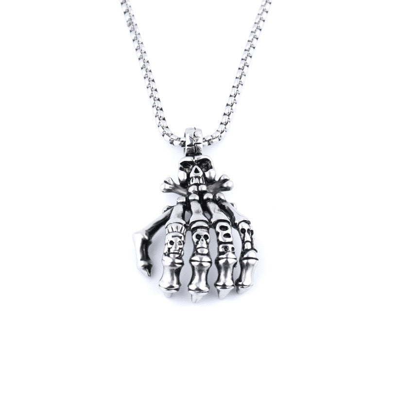 Stainless Steel Skull Claw Necklace
