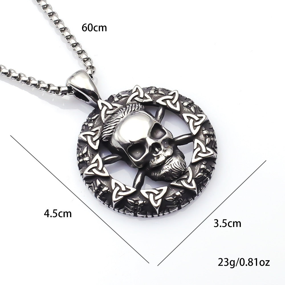 Stainless Steel Viking Skull Necklace