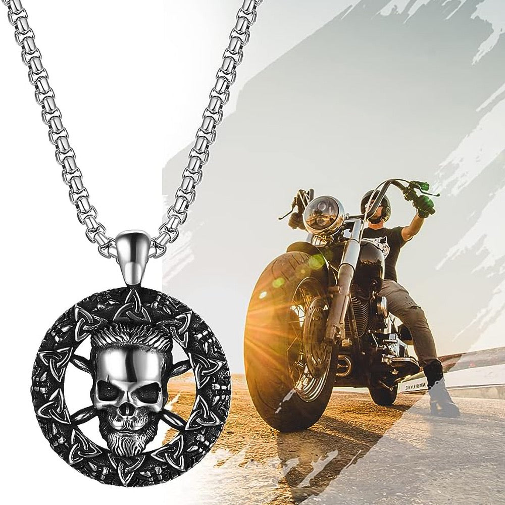 Stainless Steel Viking Skull Necklace