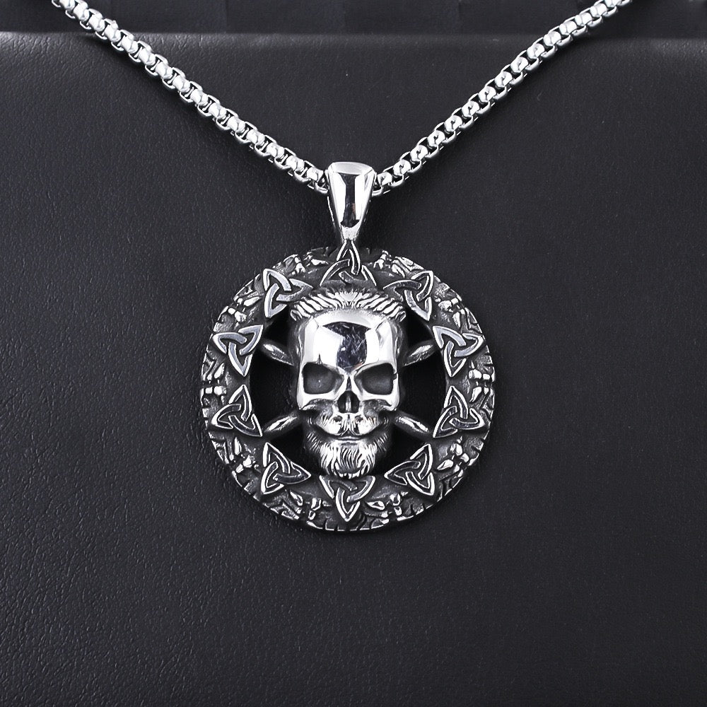 Stainless Steel Viking Skull Necklace
