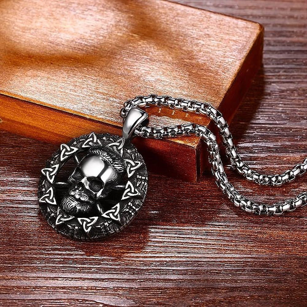 Stainless Steel Viking Skull Necklace