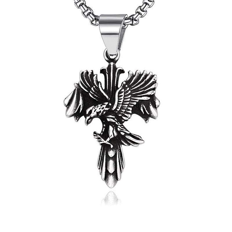 Stainless Steel Eagle Cross Necklace