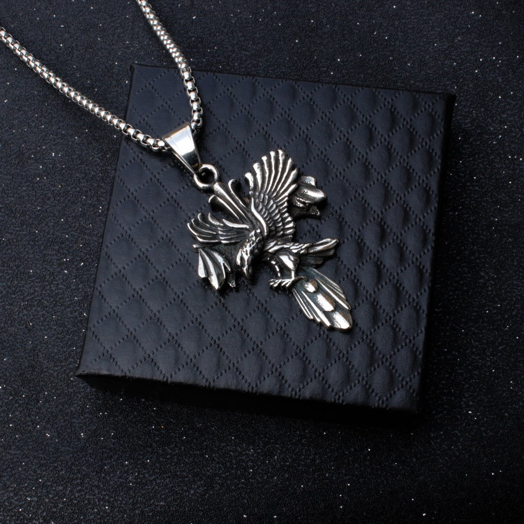 Stainless Steel Eagle Cross Necklace