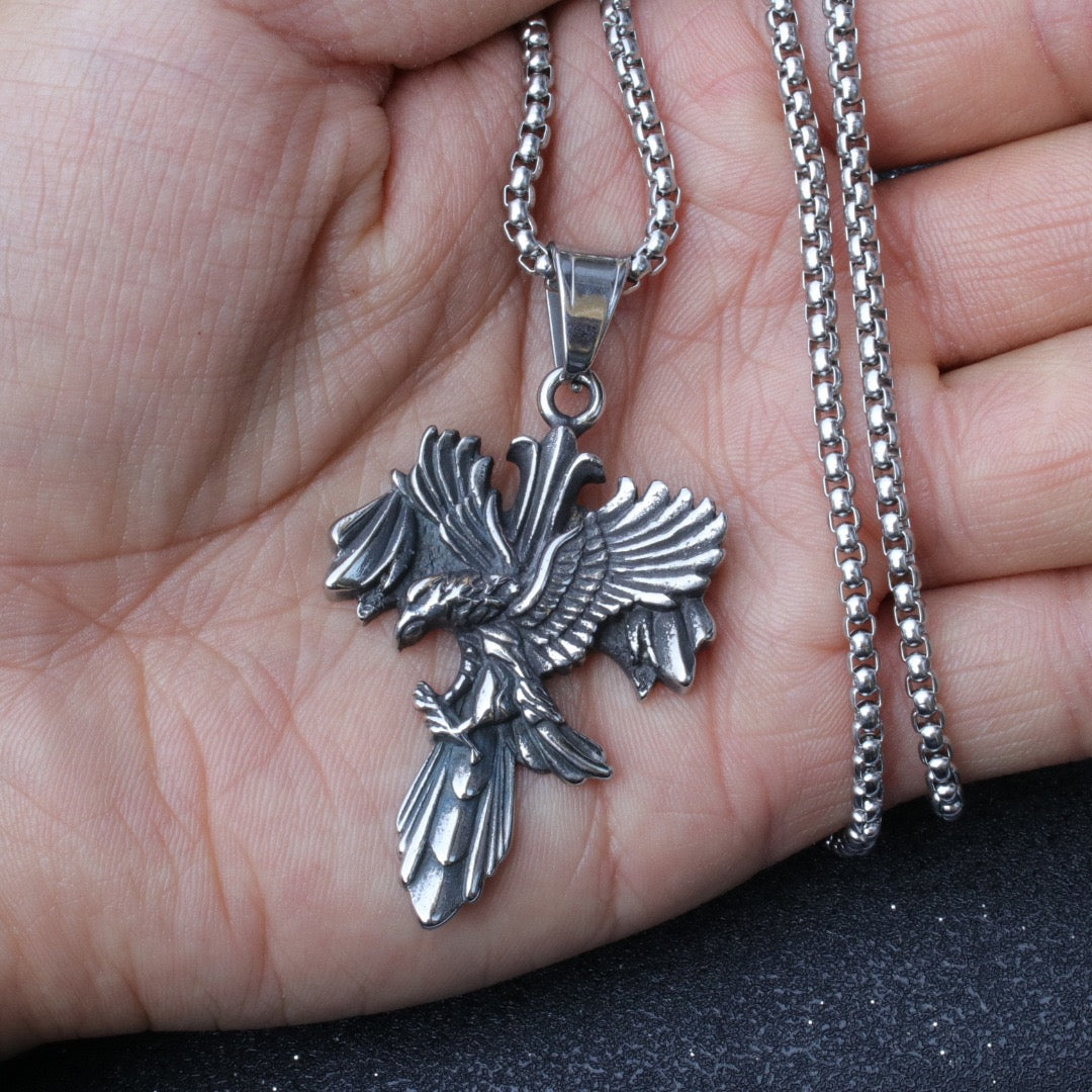 Stainless Steel Eagle Cross Necklace