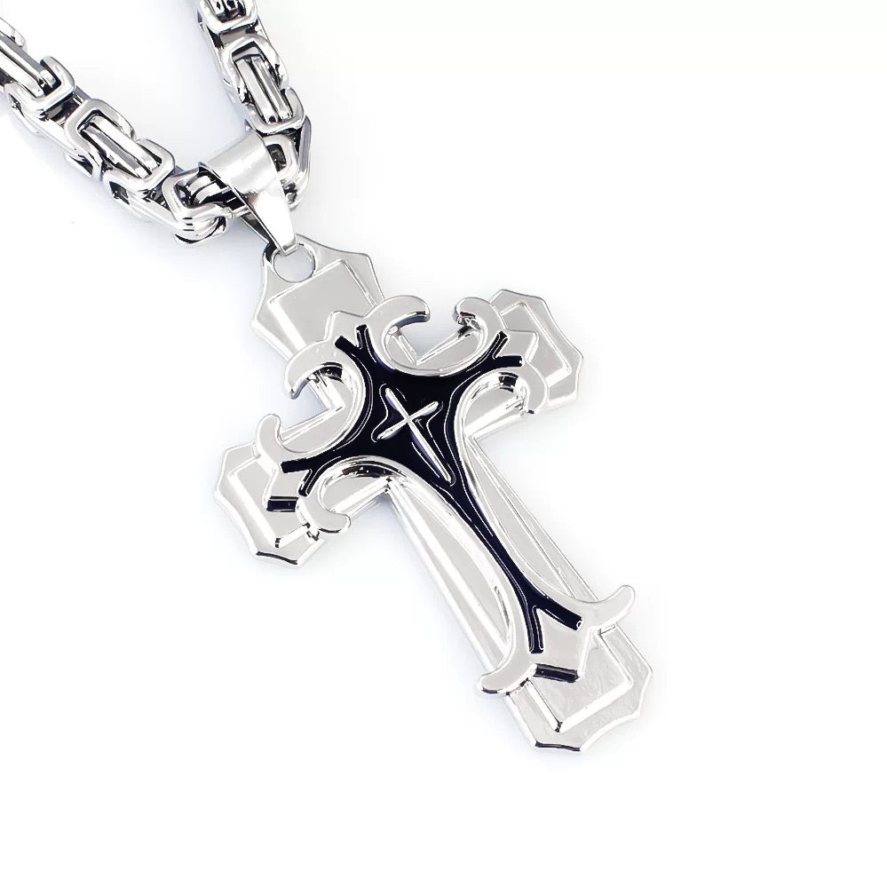 Stainless Steel Domineering Cross with imperial chain Necklace