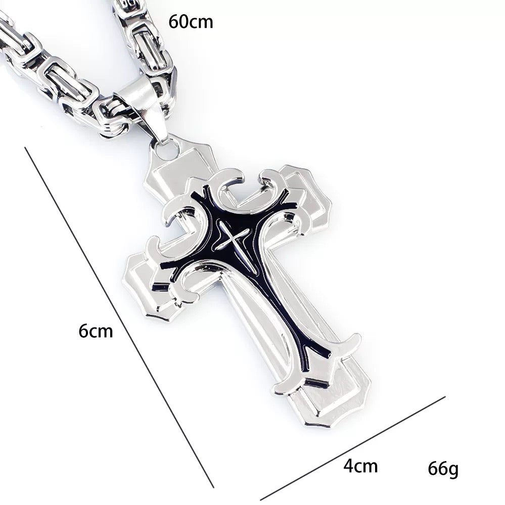 Stainless Steel Domineering Cross with imperial chain Necklace