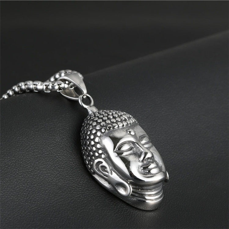Stainless Steel Buddha Head Necklace