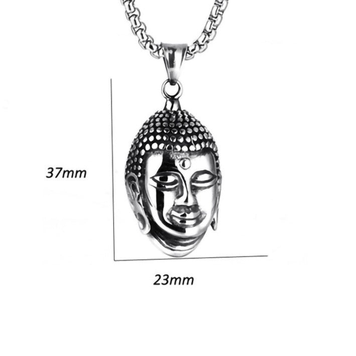 Stainless Steel Buddha Head Necklace