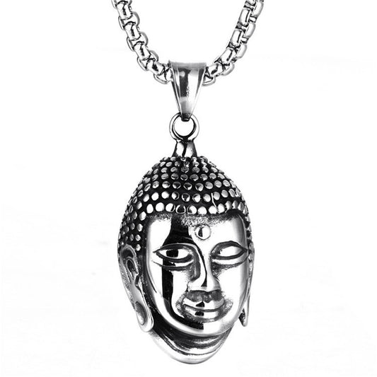 Stainless Steel Buddha Head Necklace