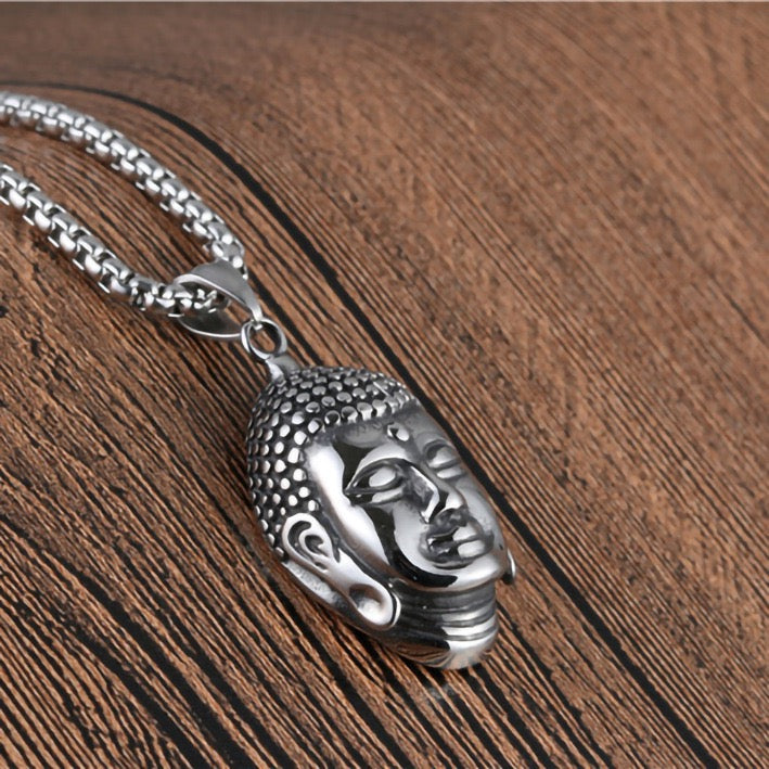 Stainless Steel Buddha Head Necklace