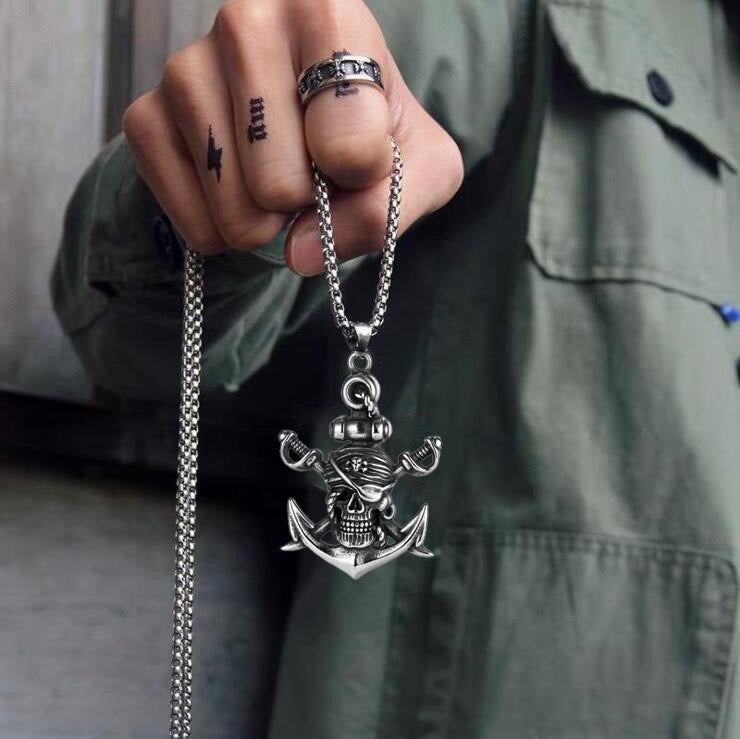 Stainless Steel Pirate Anchor Necklace