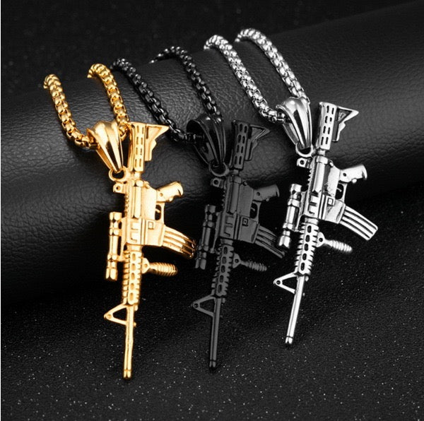 Stainless Steel Unique Machine Gun Necklace