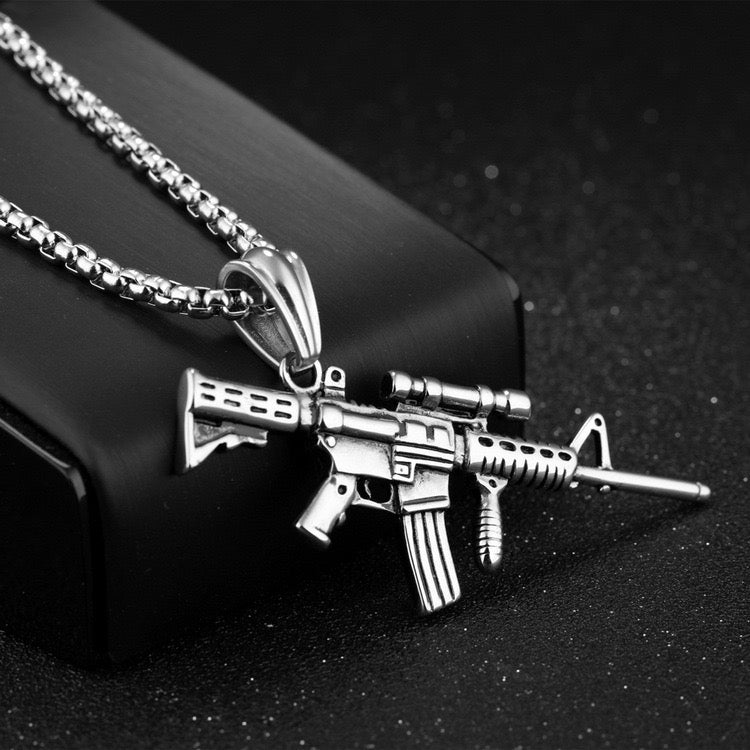 Stainless Steel Unique Machine Gun Necklace