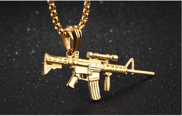 Stainless Steel Unique Machine Gun Necklace