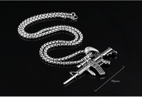 Stainless Steel Unique Machine Gun Necklace
