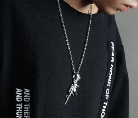 Stainless Steel Unique Machine Gun Necklace