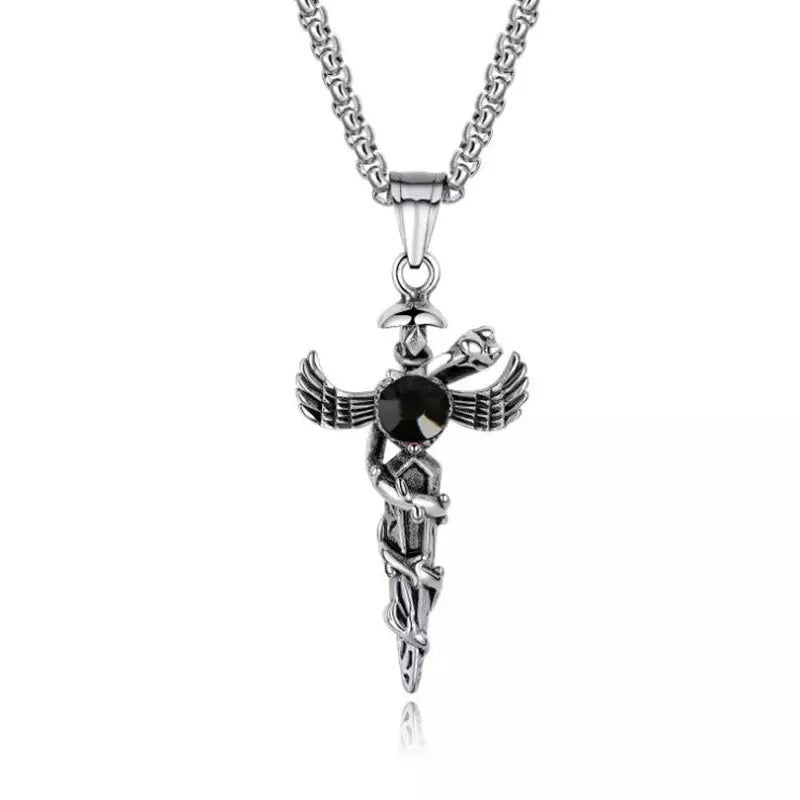 Stainless Steel Serpent and Sword Necklace