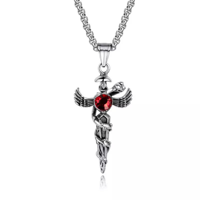 Stainless Steel Serpent and Sword Necklace
