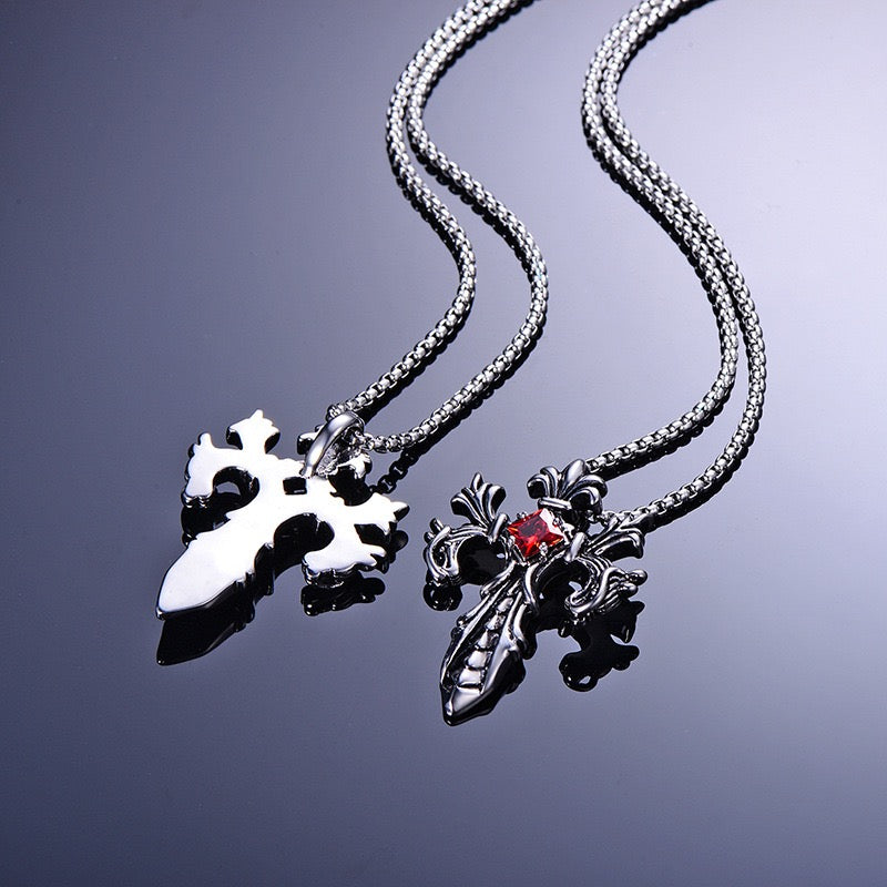 Stainless Steel Treasured Sword with Stone Necklace