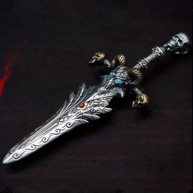 Stainless Steel Ancient Bone Sword of Sheep Skull Necklace