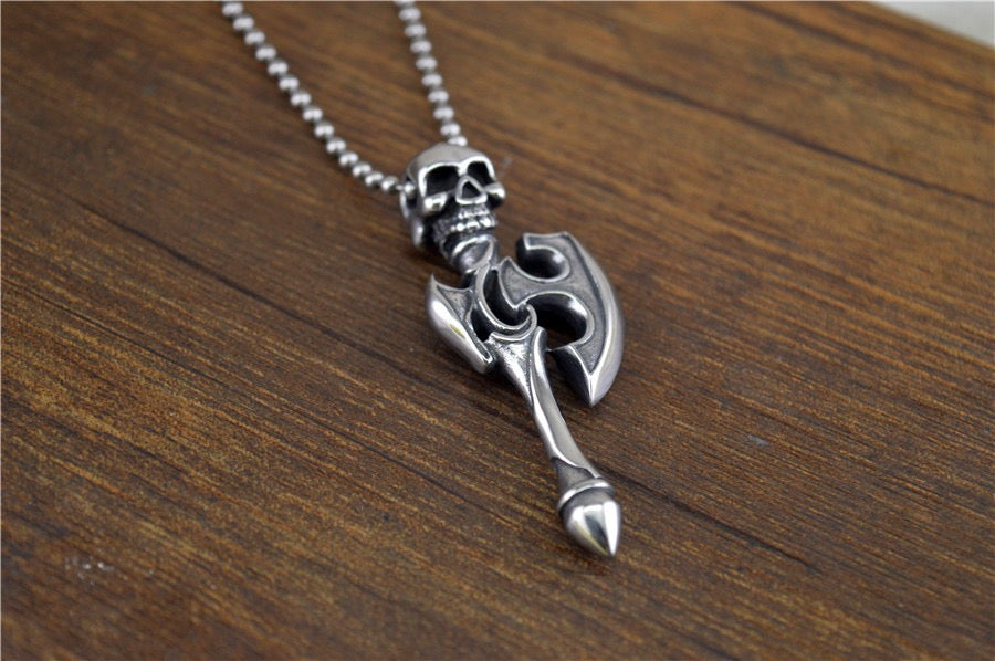 Stainless Steel Axe with a Skull Necklace