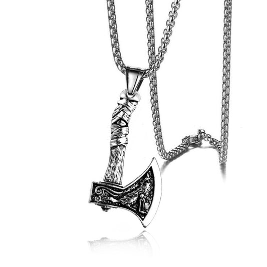 Stainless Steel Viking Battle Axe Necklace