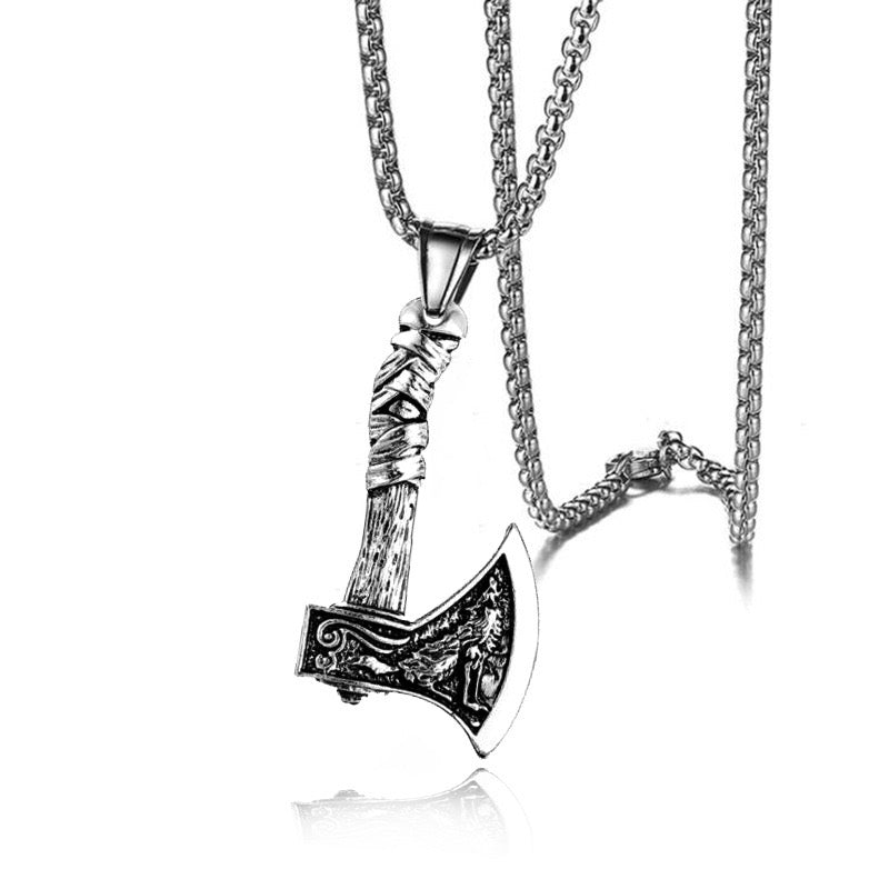 Stainless Steel Viking Battle Axe Necklace