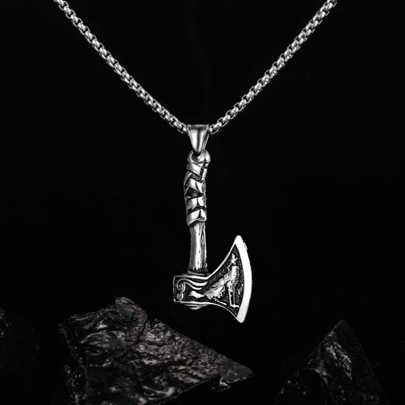 Stainless Steel Viking Battle Axe Necklace