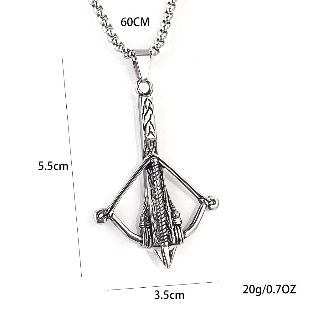 Stainless Steel  Bow and Arrow Necklace