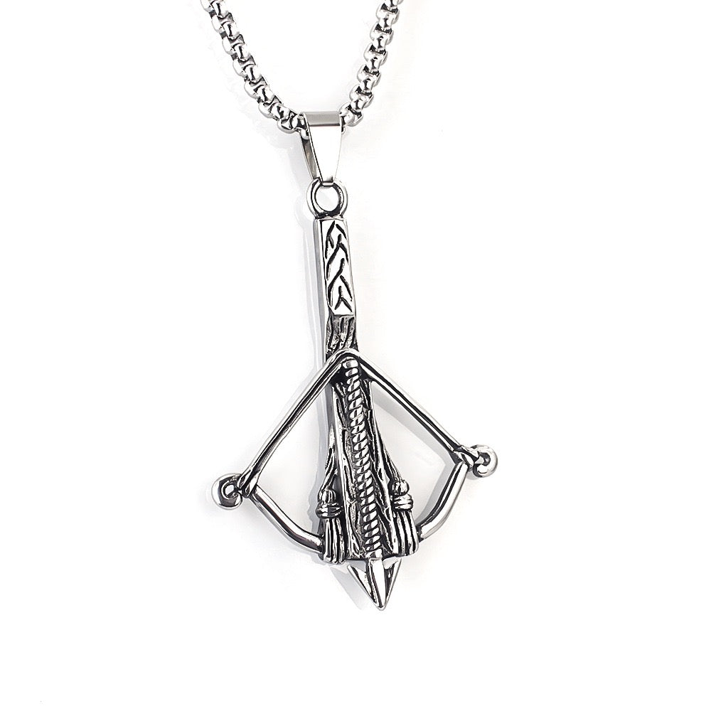 Stainless Steel  Bow and Arrow Necklace