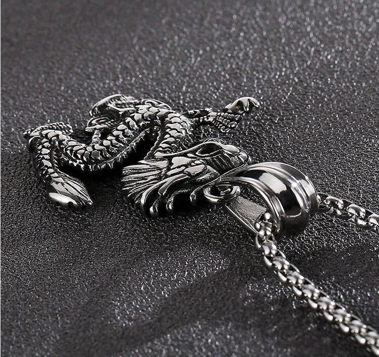 Stainless Steel Scaled Dragon Necklace