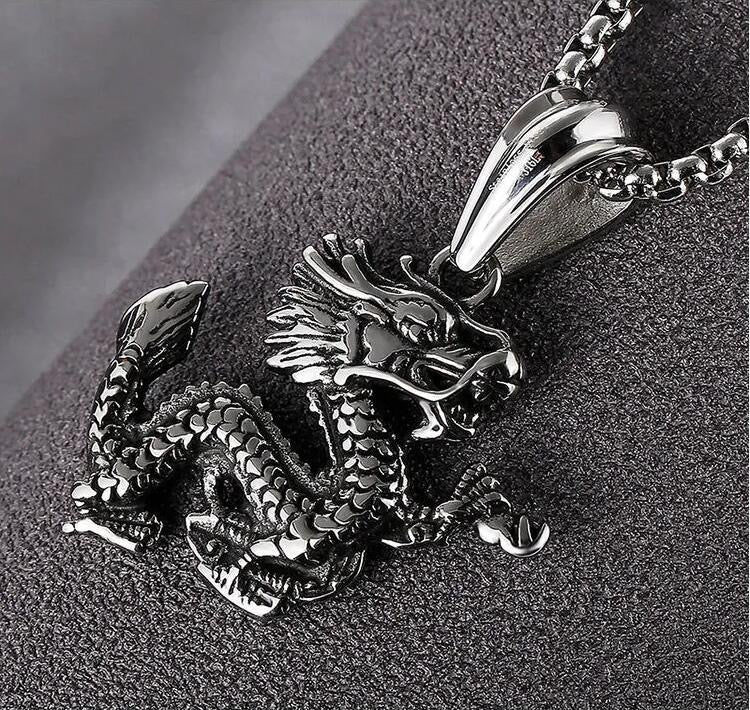 Stainless Steel Scaled Dragon Necklace