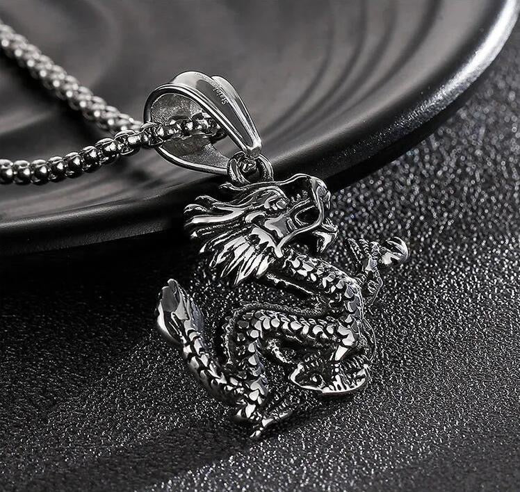 Stainless Steel Scaled Dragon Necklace