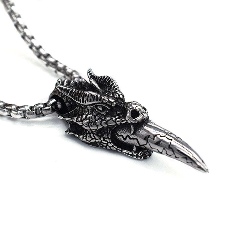 Stainless Steel Retro Dragon Fang Necklace