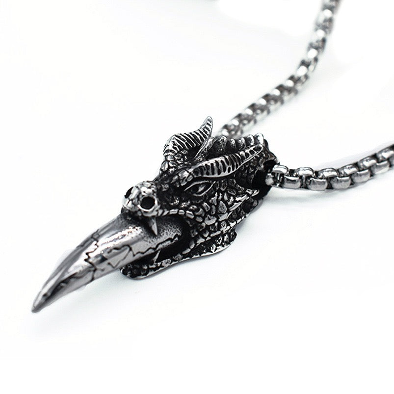 Stainless Steel Retro Dragon Fang Necklace