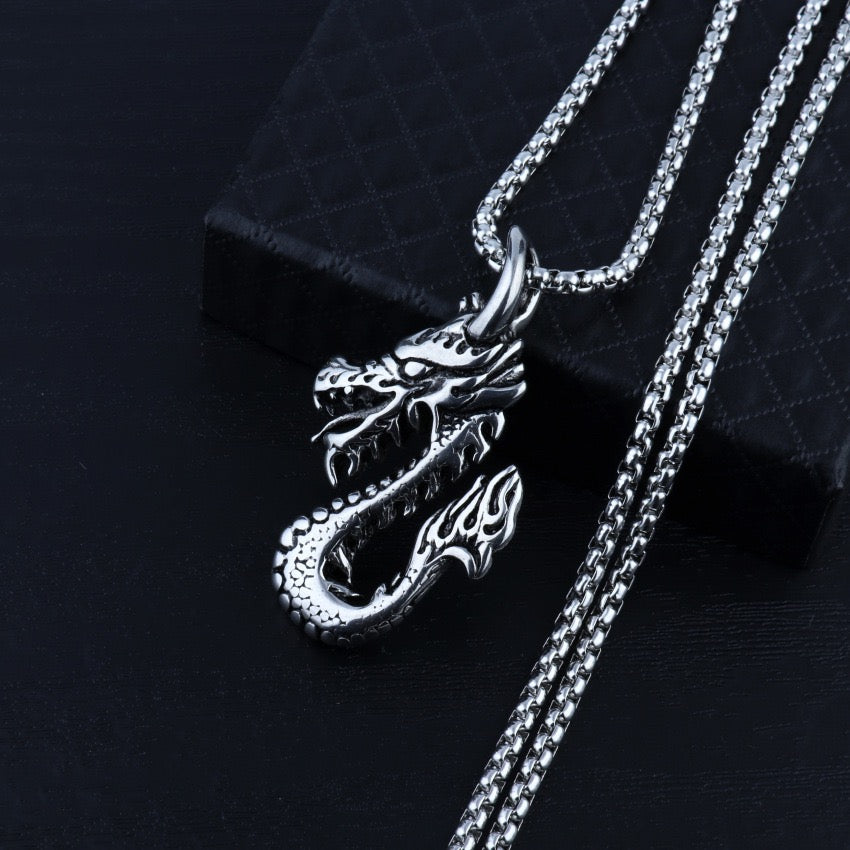 Stainless Steel Fantastic Dragon Necklace