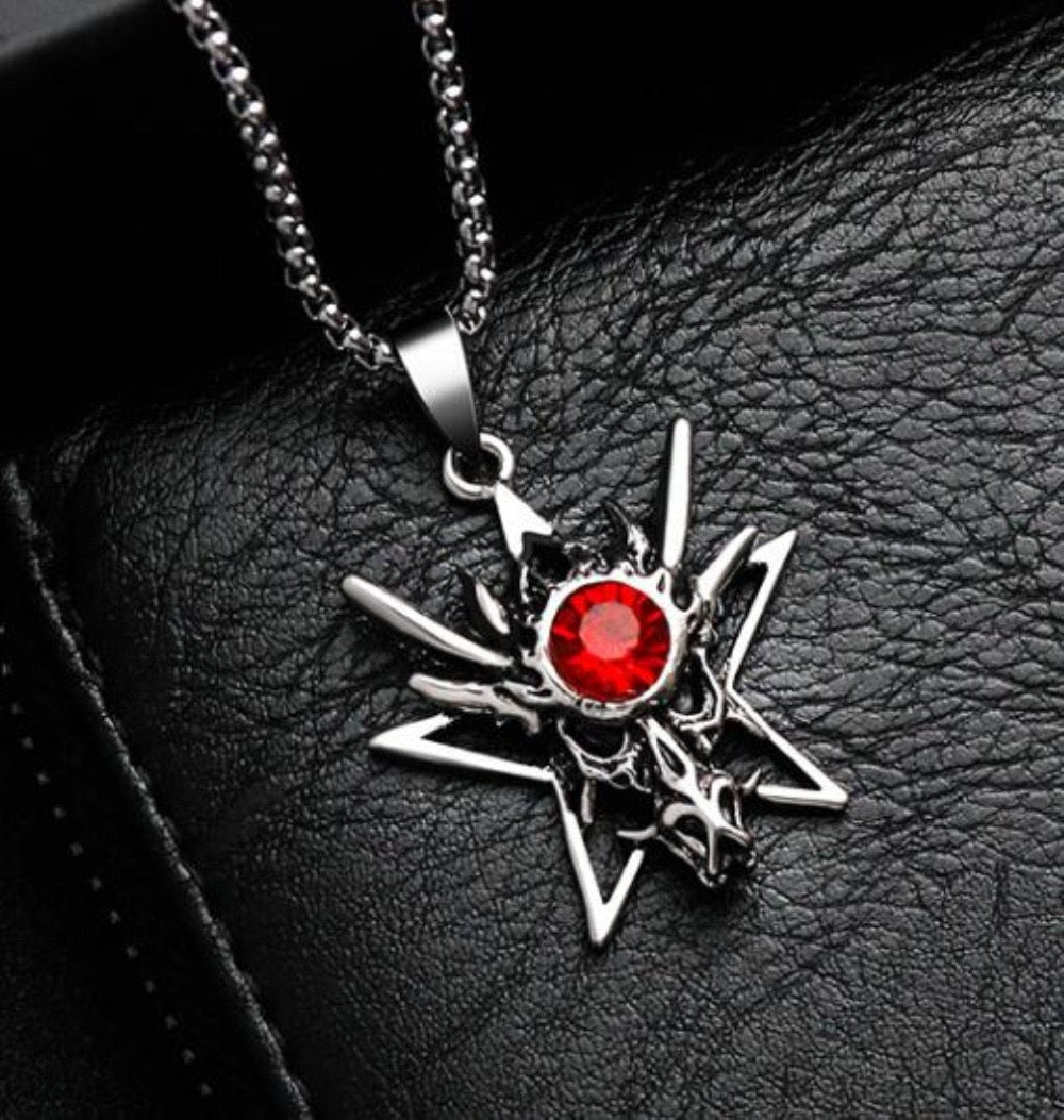 Stainless Steel openwork design Dragon Head with Gem Necklace