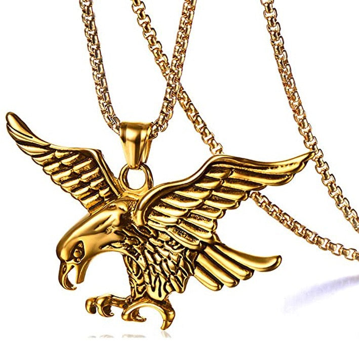 Stainless Steel Flying Eagle Necklace for Men, Flying Charm Nordic Viking Pendant