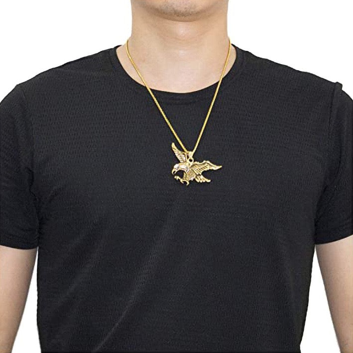 Stainless Steel Flying Eagle Necklace for Men, Flying Charm Nordic Viking Pendant