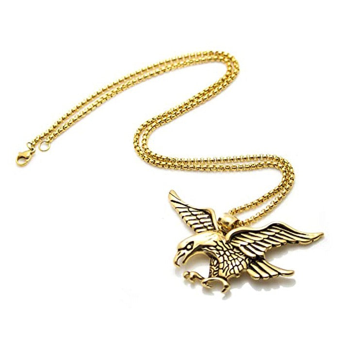 Stainless Steel Flying Eagle Necklace for Men, Flying Charm Nordic Viking Pendant