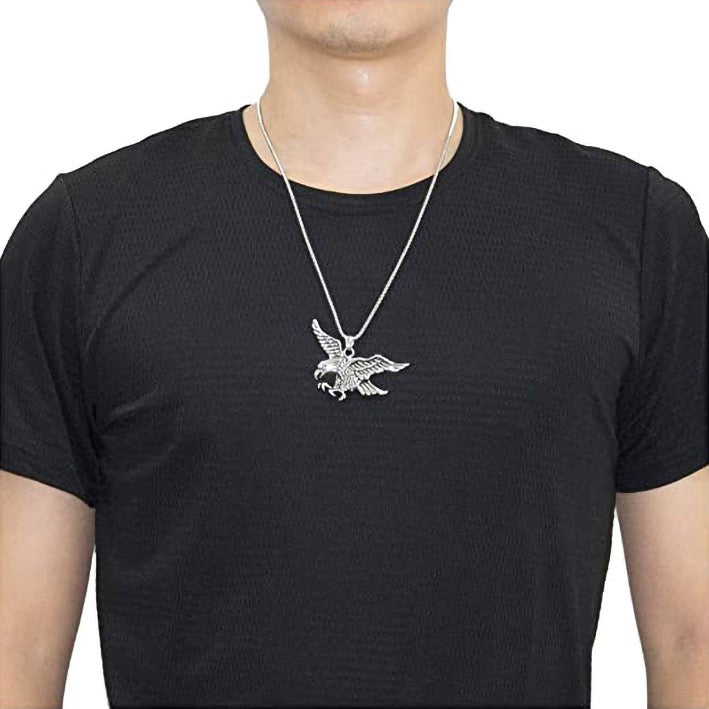 Stainless Steel Flying Eagle Necklace for Men, Flying Charm Nordic Viking Pendant