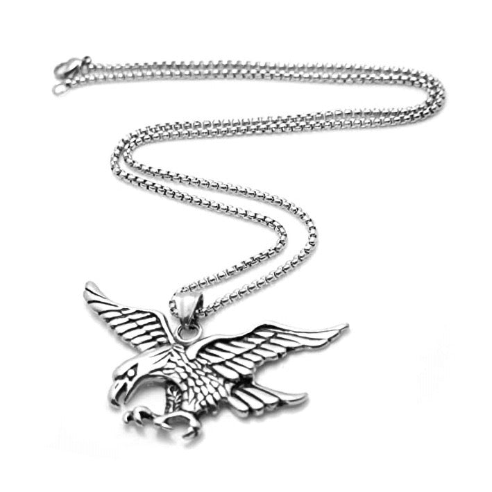 Stainless Steel Flying Eagle Necklace for Men, Flying Charm Nordic Viking Pendant