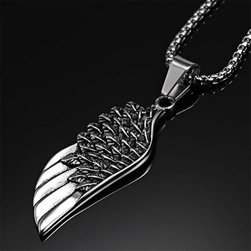 Stainless Steel Angle Wing Feather Necklace