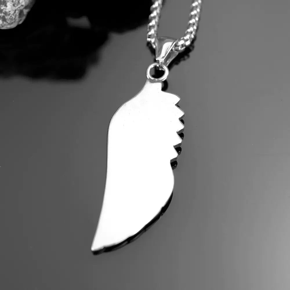 Stainless Steel Angle Wing Feather Necklace