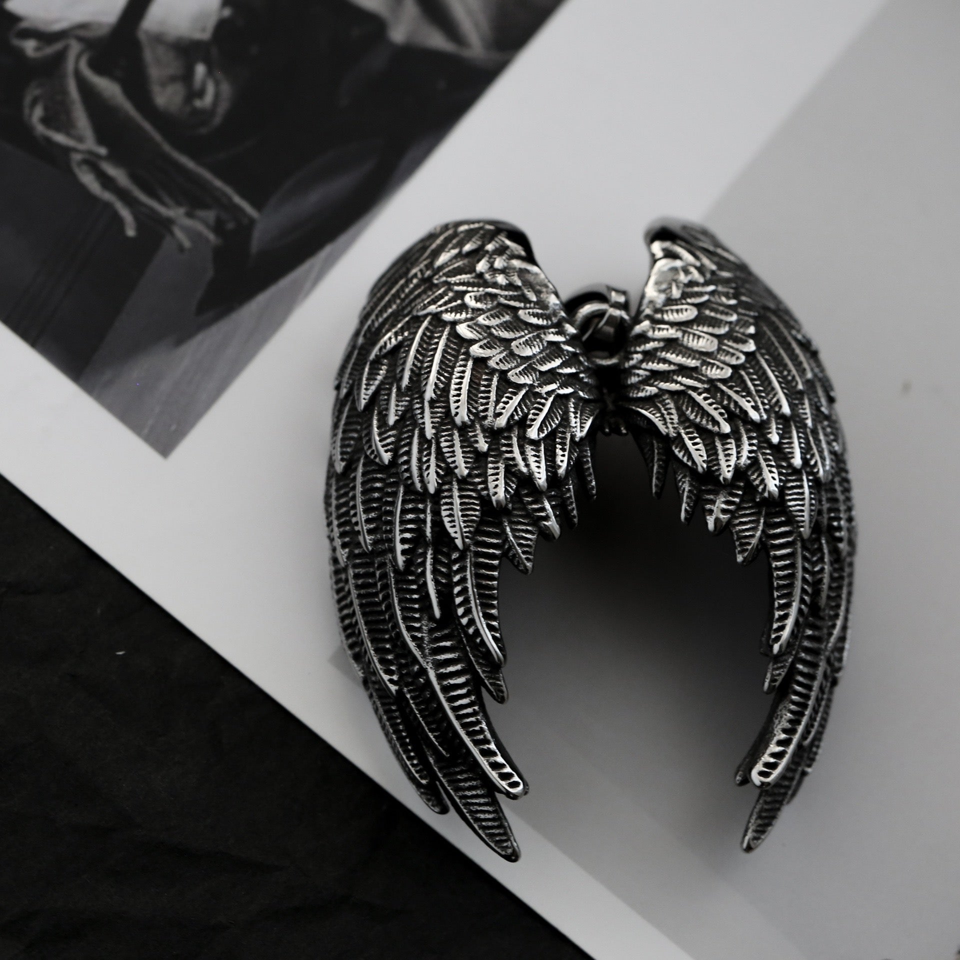Stainless Steel Large Angle Wings Necklace
