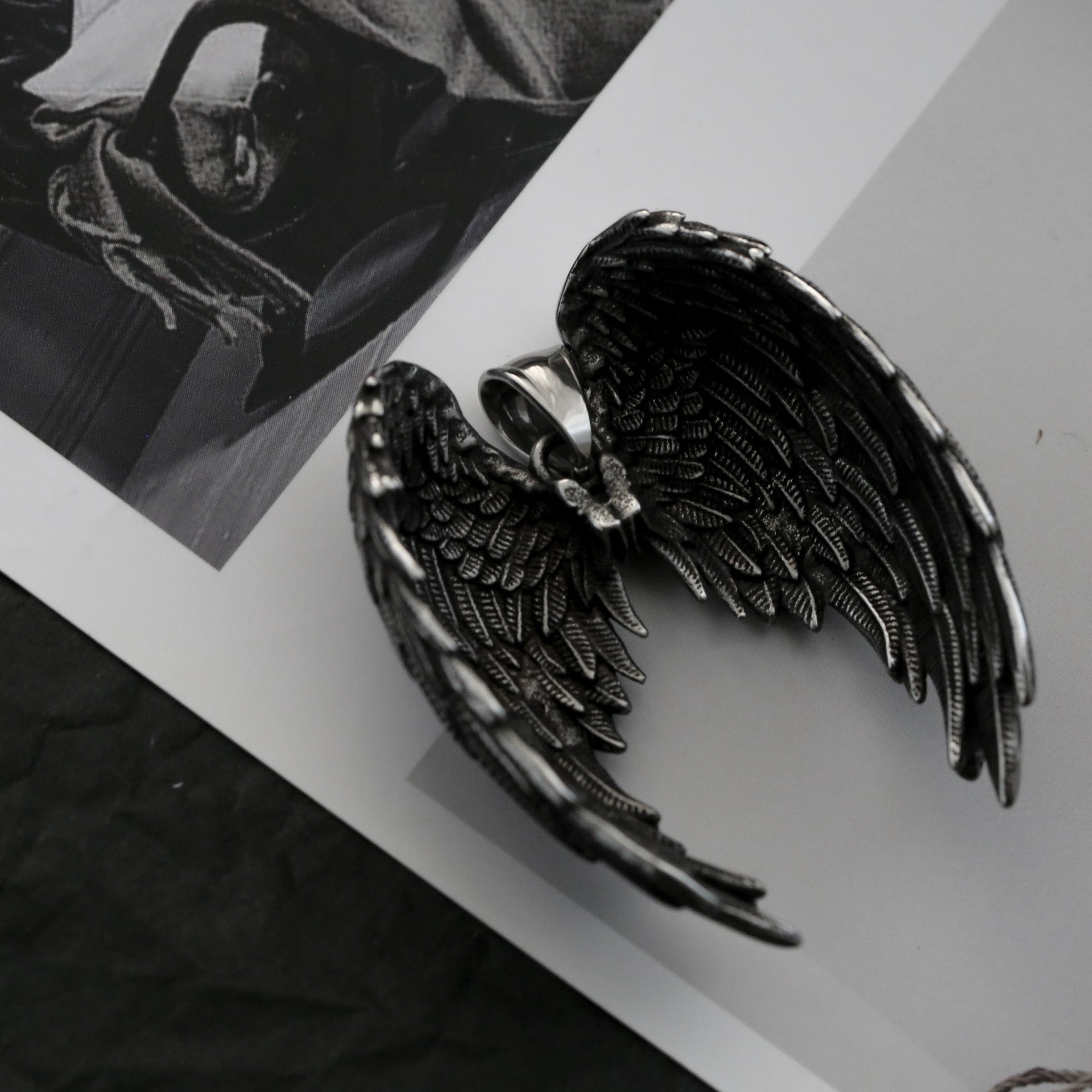 Stainless Steel Large Angle Wings Necklace